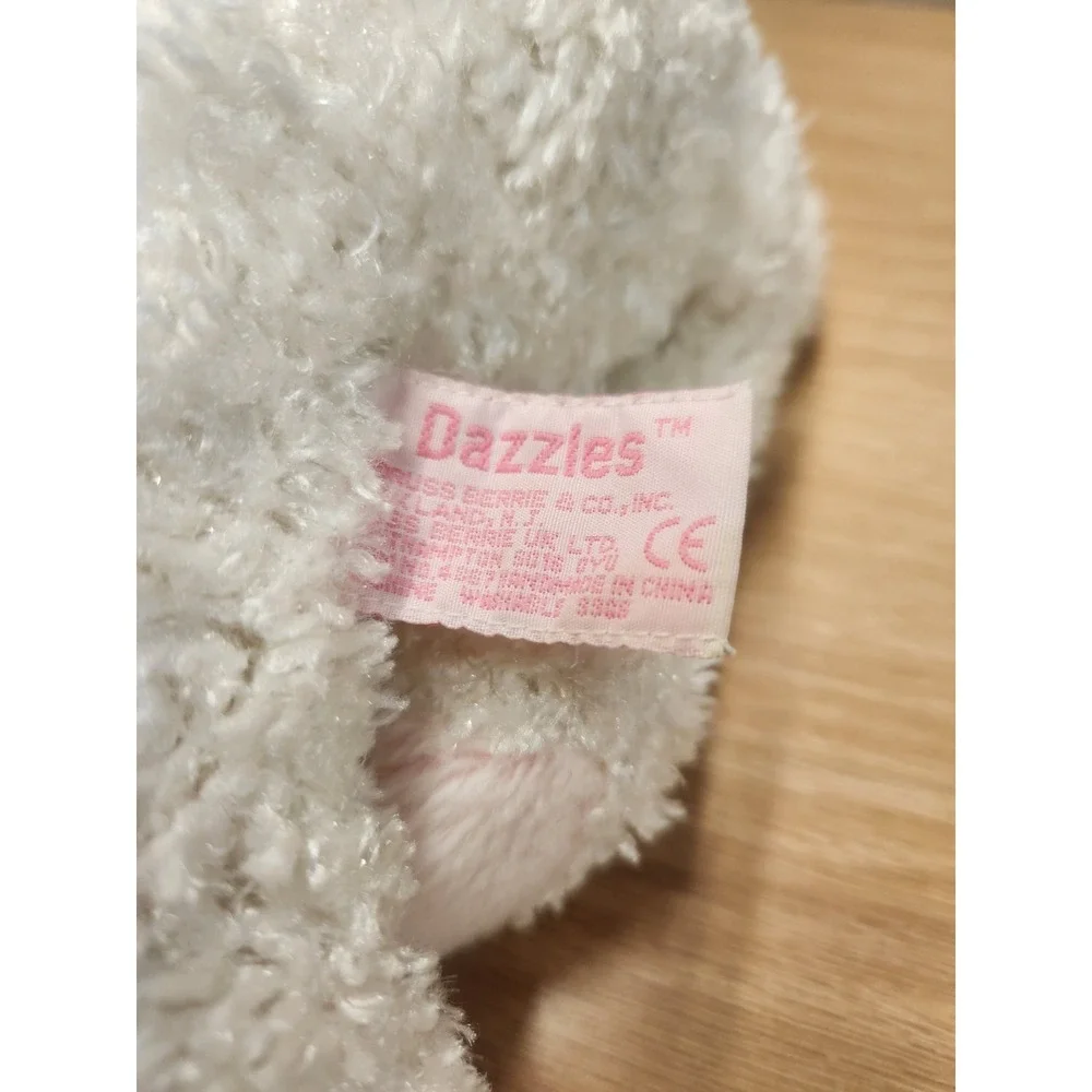 Vintage Russ Berrie Dazzles White Sparkly Easter Bunny Rabbit Beanbag Plush